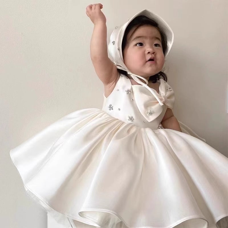Christening for Preorder Dorothy Satin Dress with Hat
