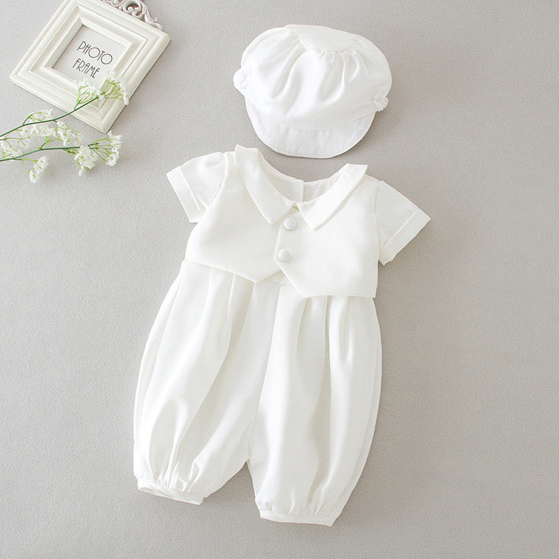 Christening for Baby Boy Preorder Damien Hat & Shortalls
