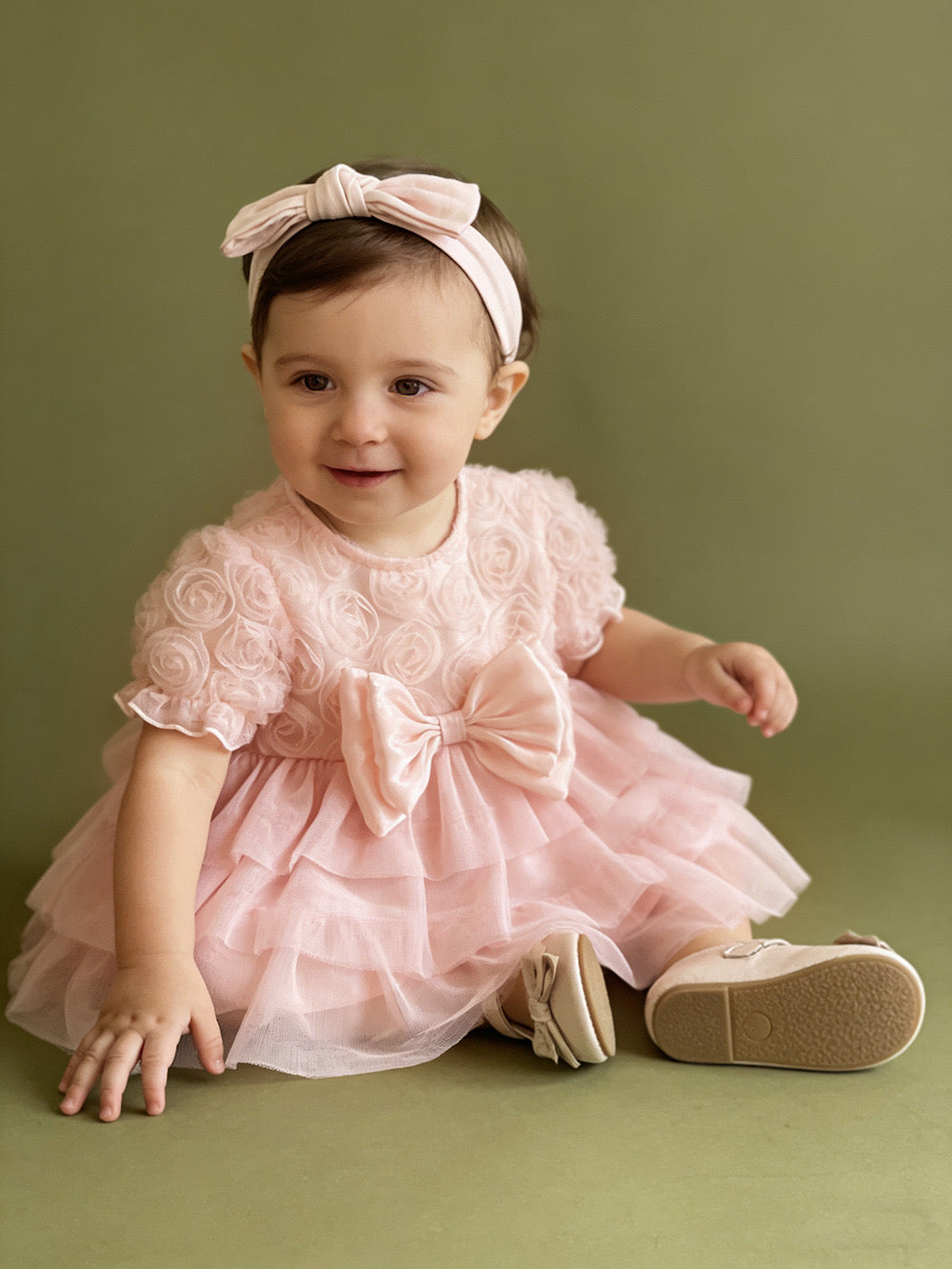 Preorder Infant Girls Caroline Party Dress in Peach
