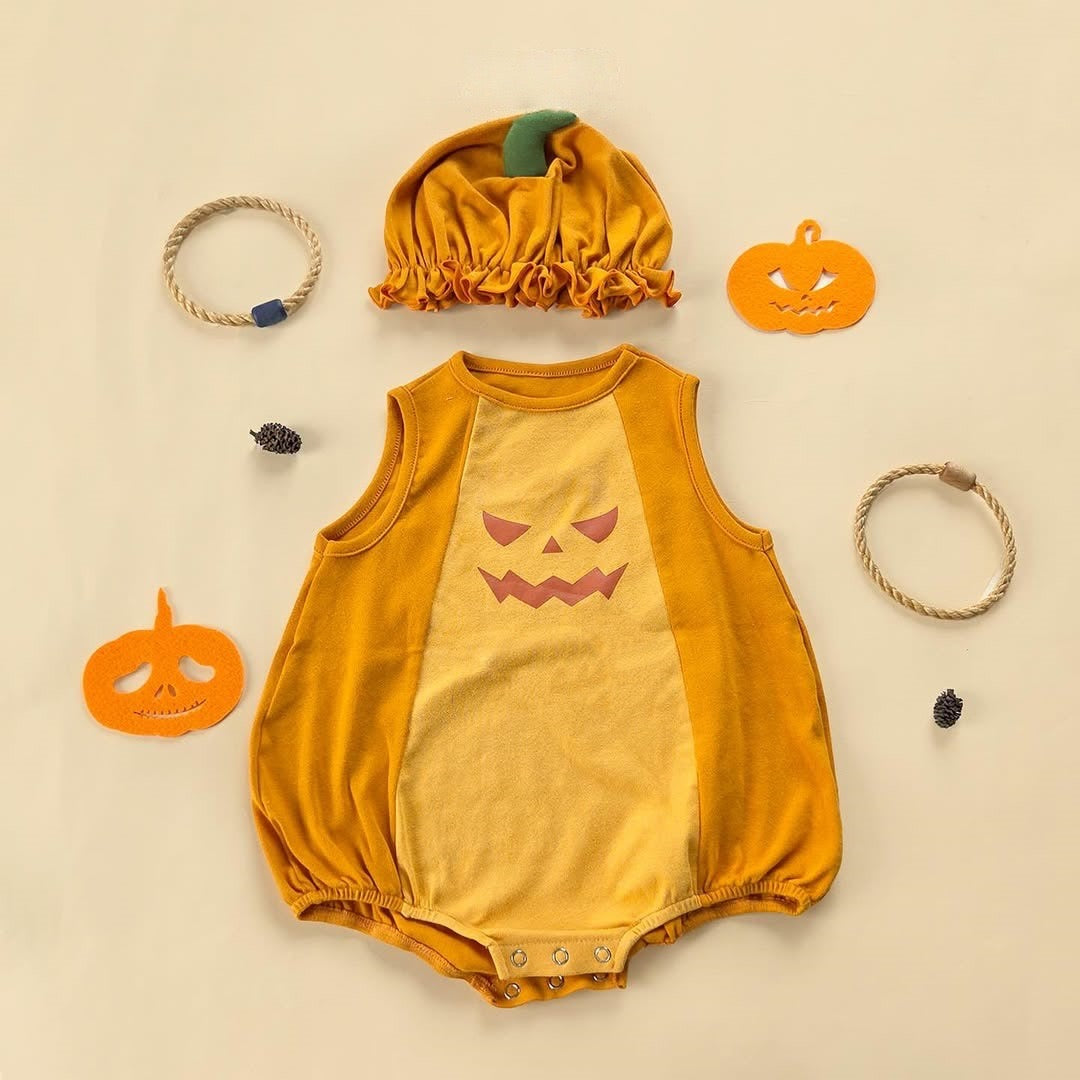 Halloween Pumpkin Romper & Hat