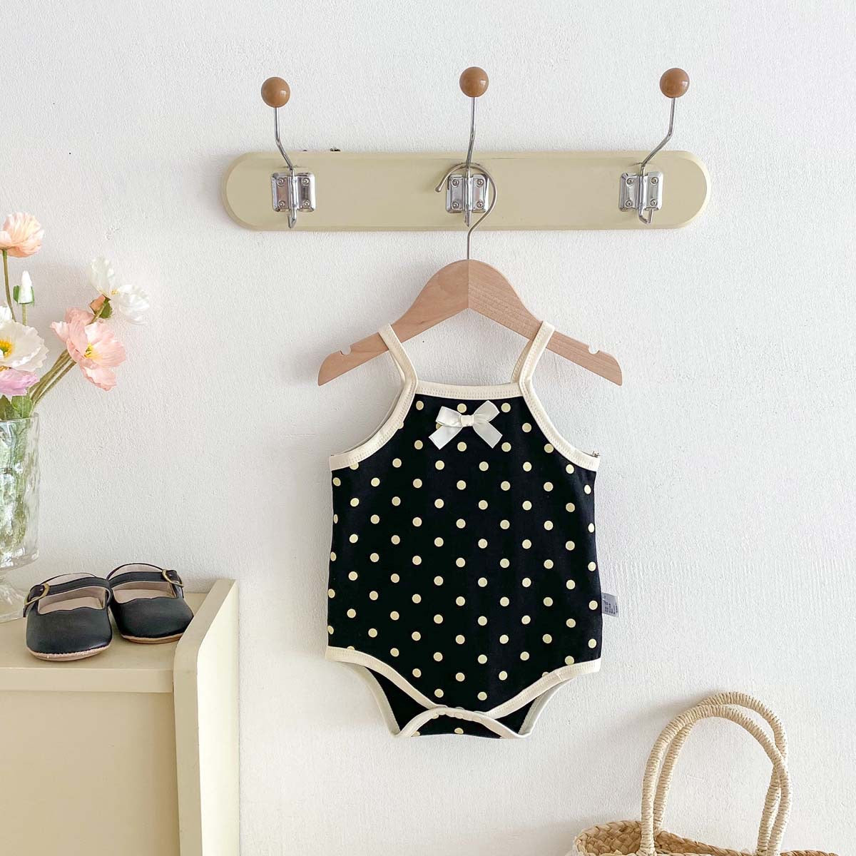 On Hand Millie Polka Onesie in Black