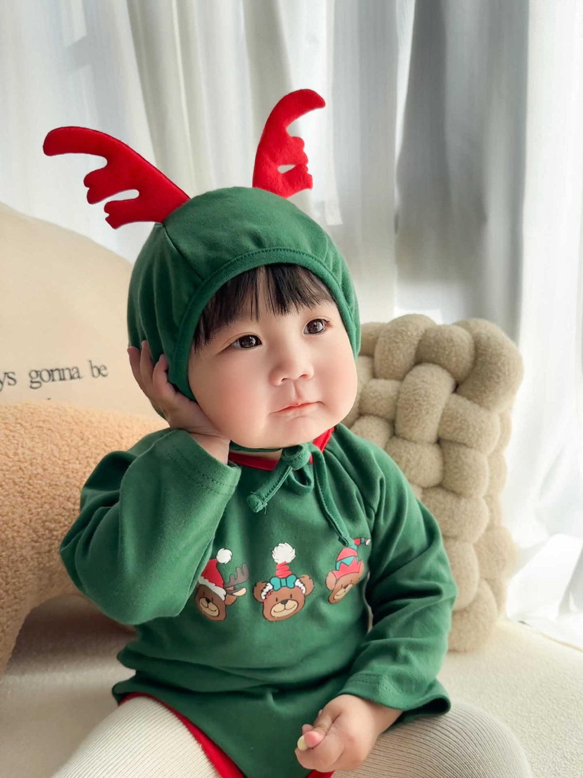 Preorder for Christmas Holiday Claus Reindeer Romper & Hat