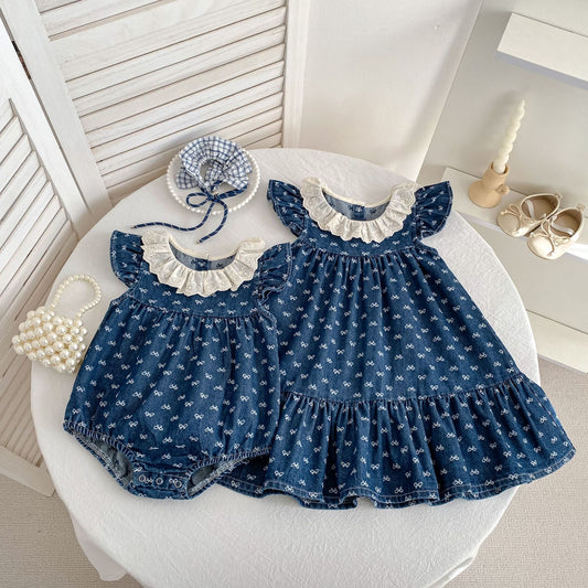 Preorder Twinning Catalina Denim Romper or Dress Dark Denim