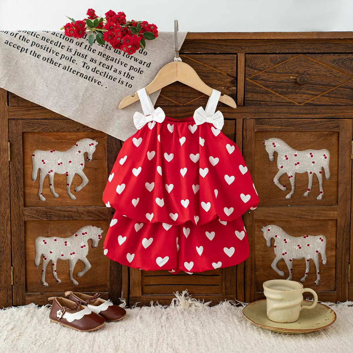 On Hand Betty Blouse & Bloomers in Red 12-18 months