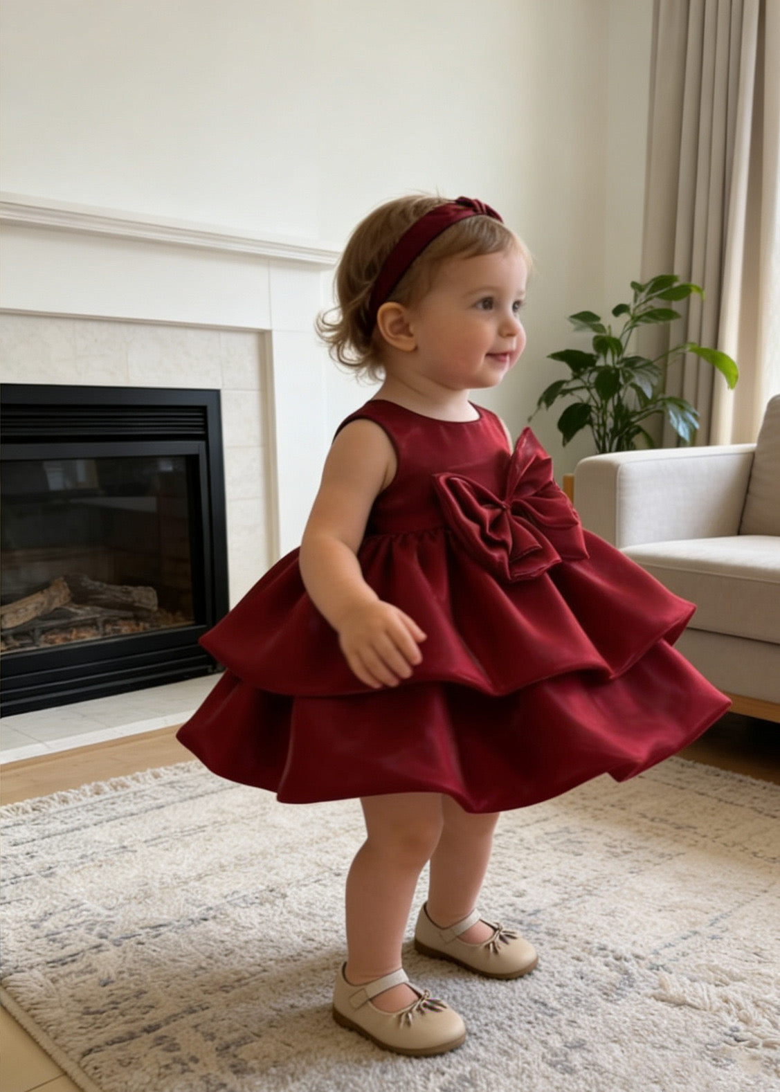 Preorder Infant Girls Noemi Celebration Dress in Maroon