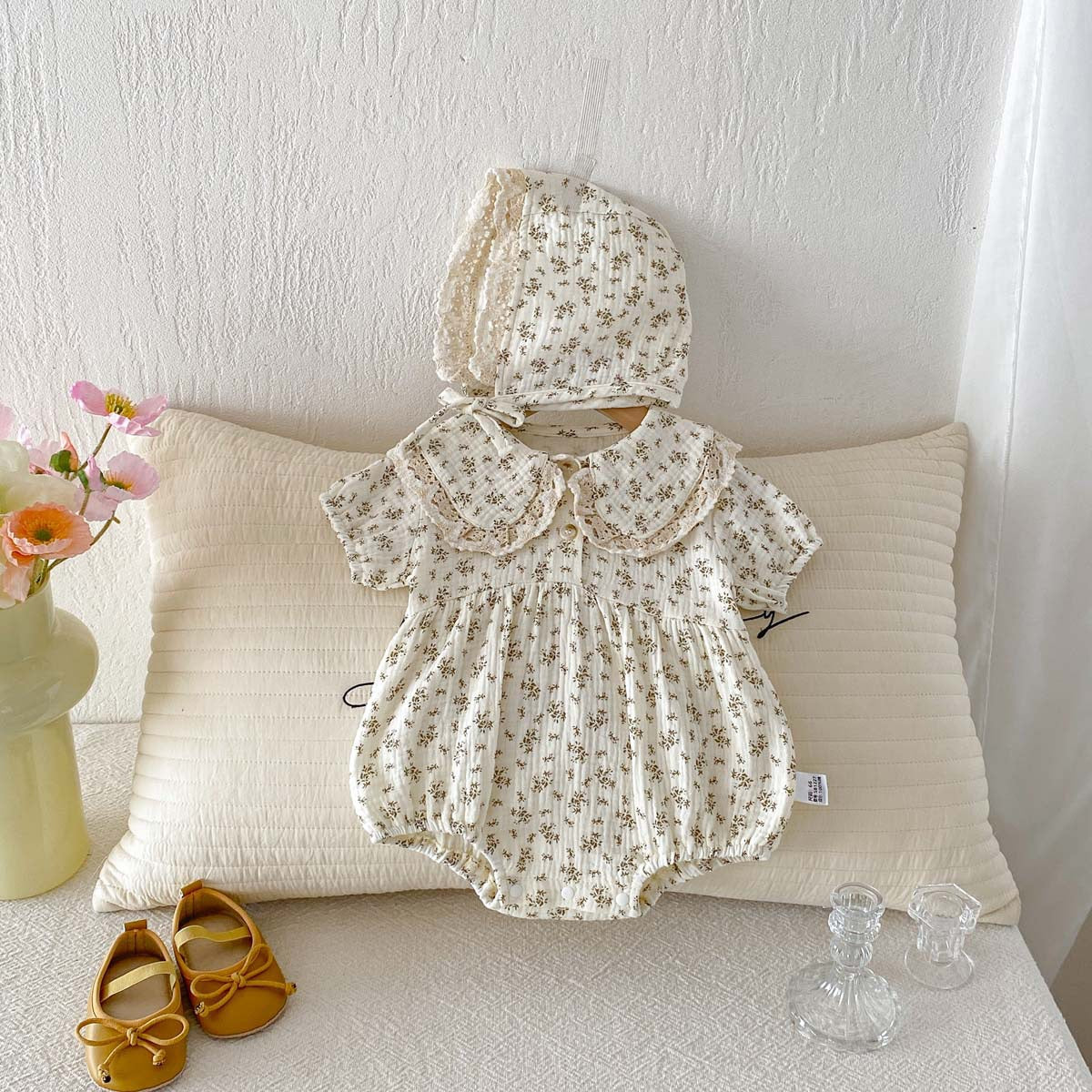 Preorder Infant Girls Ada Short Sleeves Romper & Hat