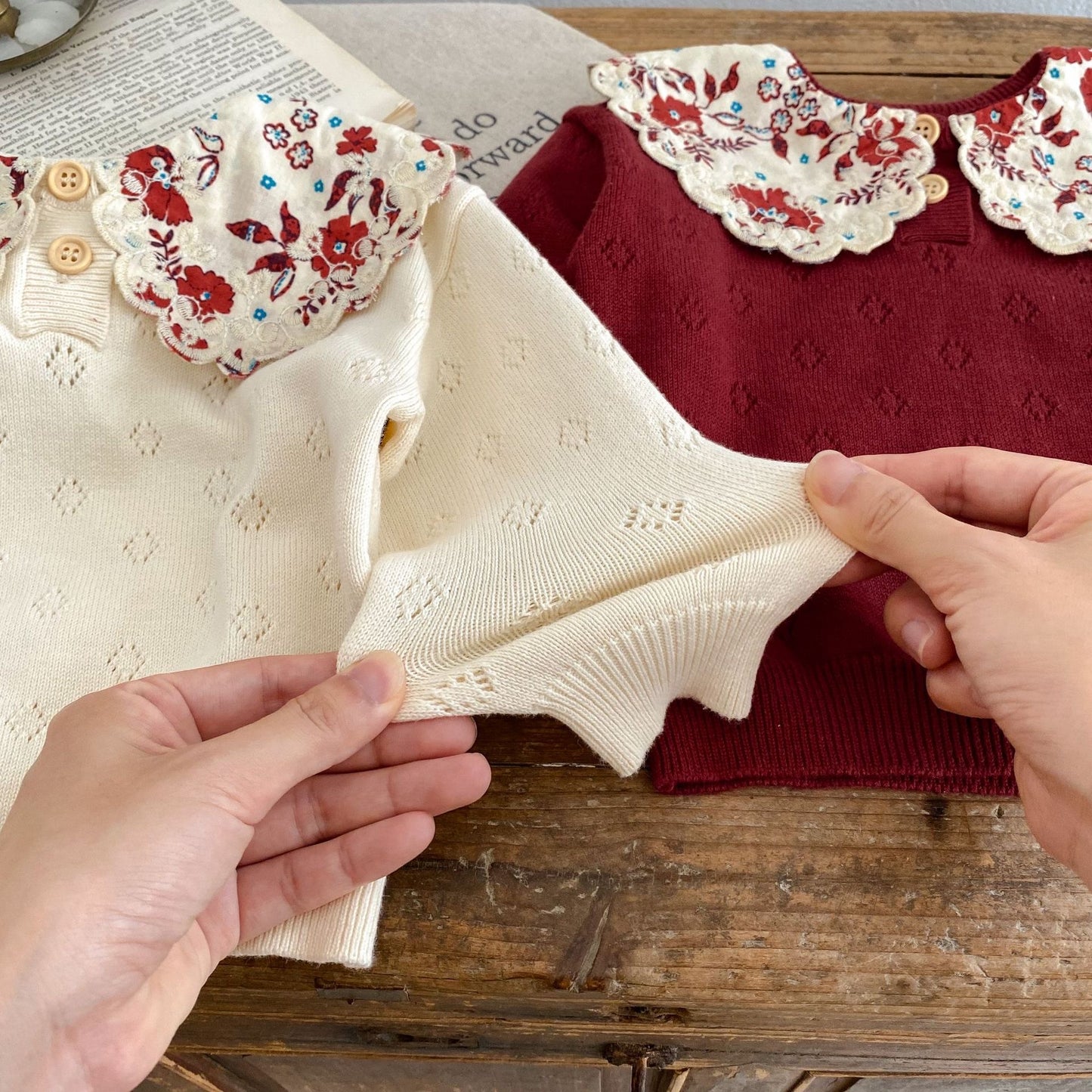 KNITS Sandy Floral Collar Sweater