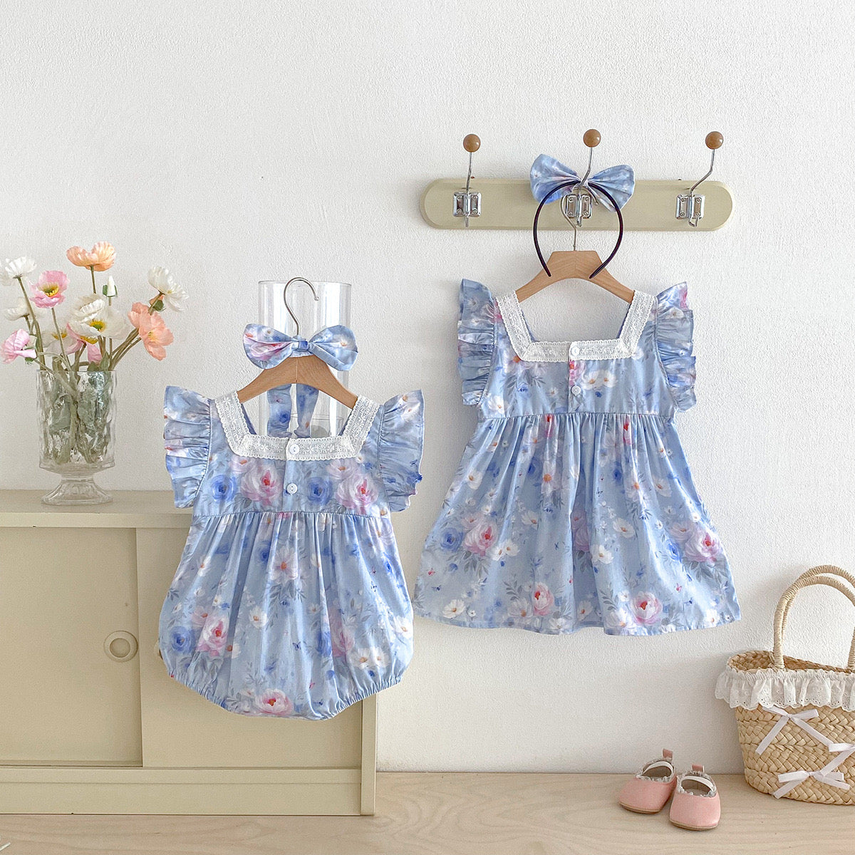 Preorder Twinning Cornelia Romper or Dress with Headwear