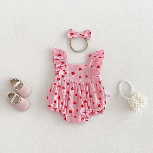 On Hand Selina Strawberry Romper & Headband