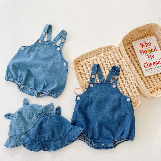 PREORDER CHARLIE DENIM ROMPER & HAT INFANT BOYS