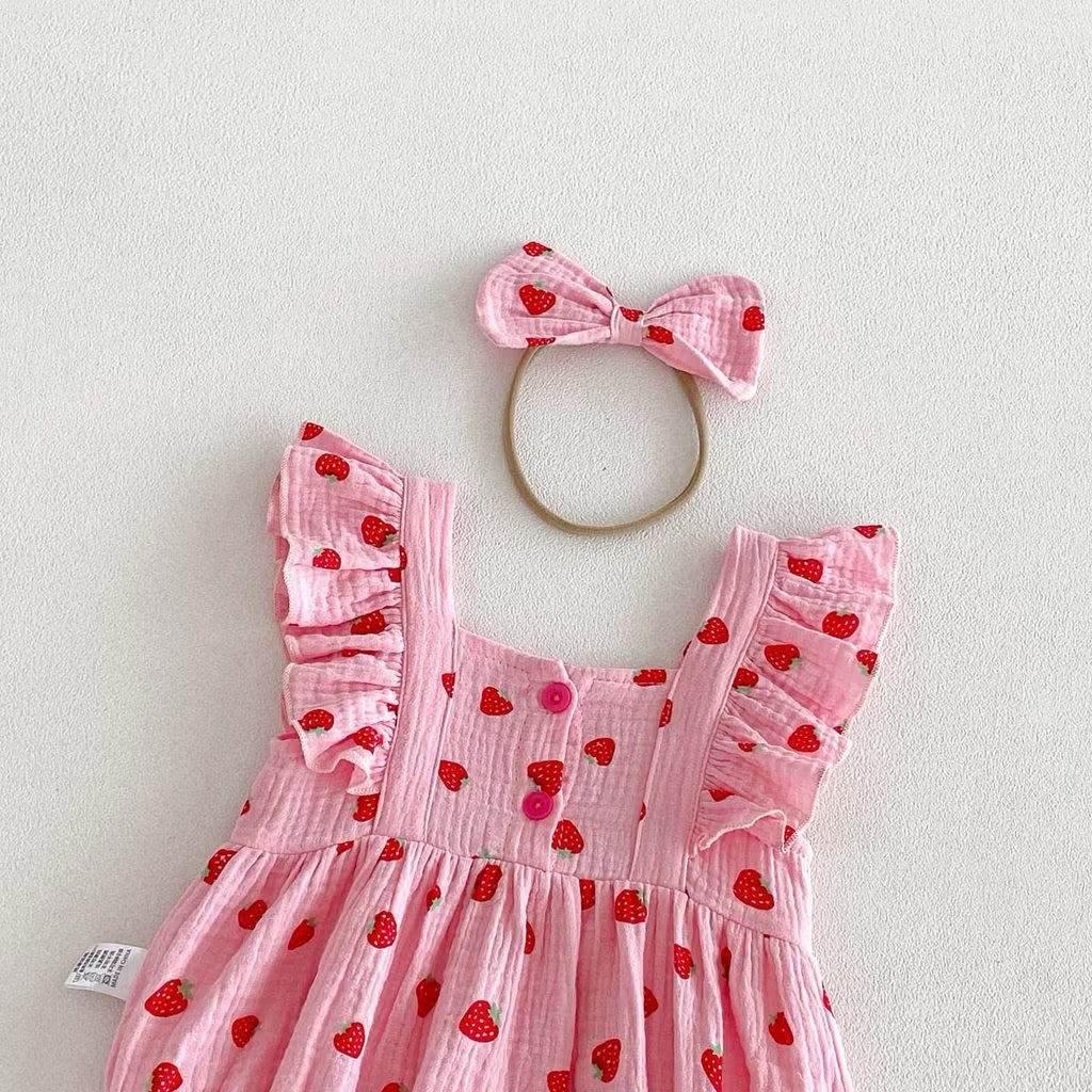 On Hand Selina Strawberry Romper & Headband