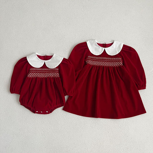 CHRISTMAS OOTD PREORDER Mariah Smocking Romper and Dress