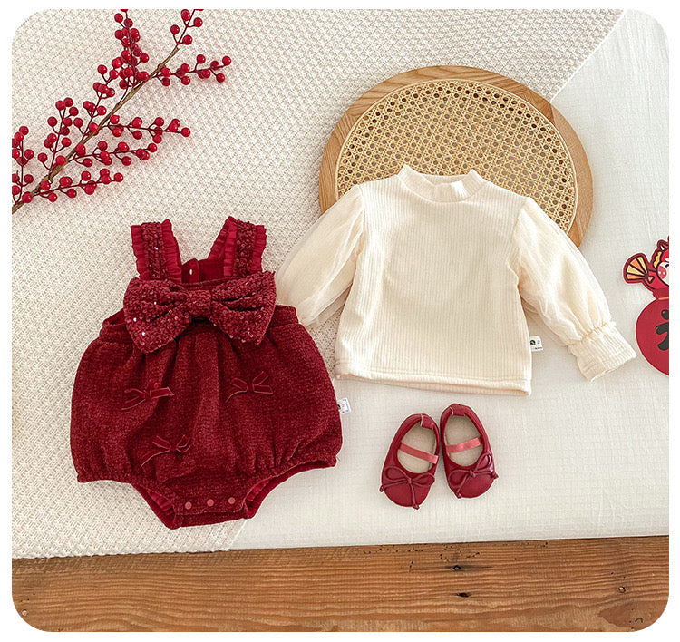 CHRISTMAS OOTD FOR PREORDER Demie Romper & Inner Long Tee