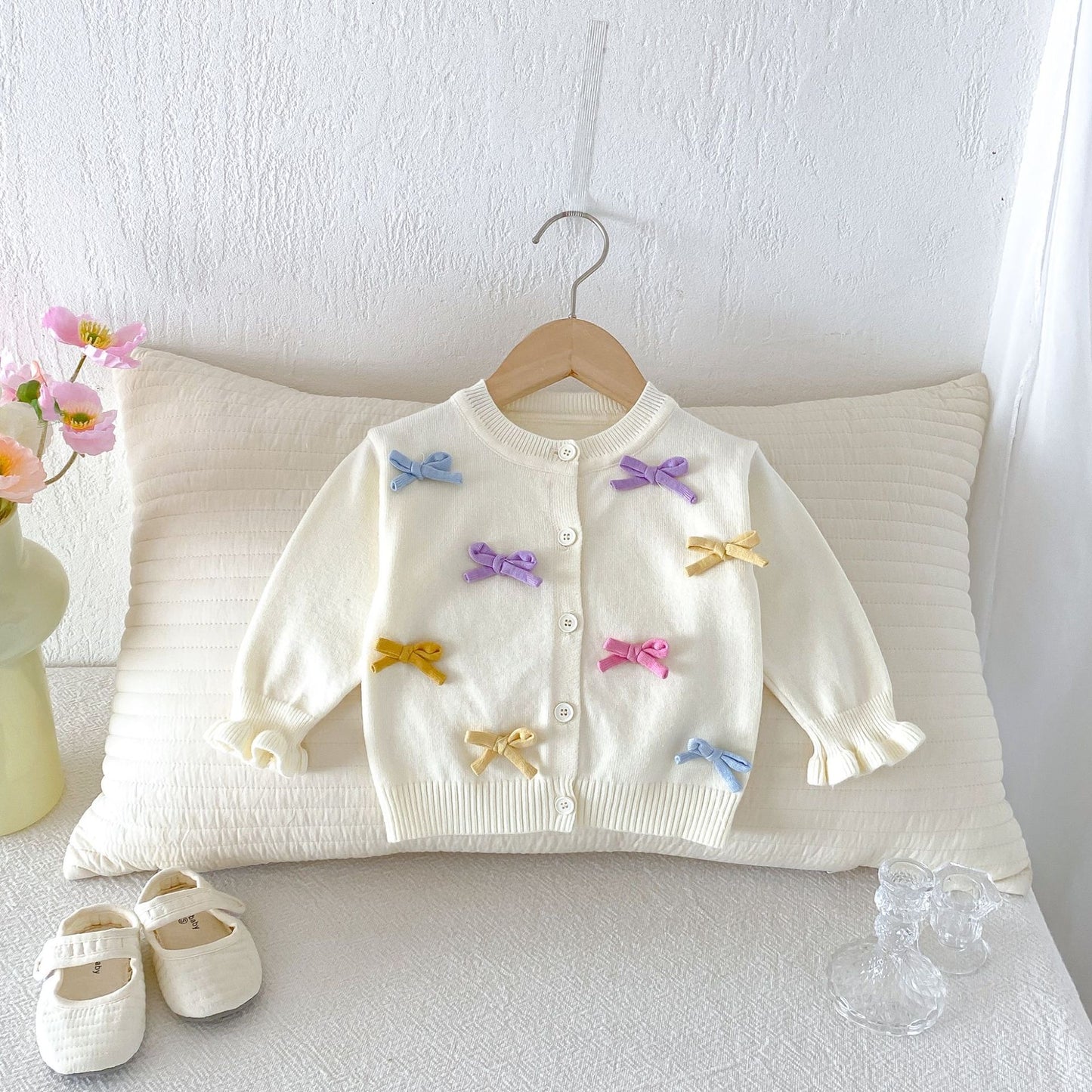Christening Preorder Infant Girls Terry Knit Cardigan
