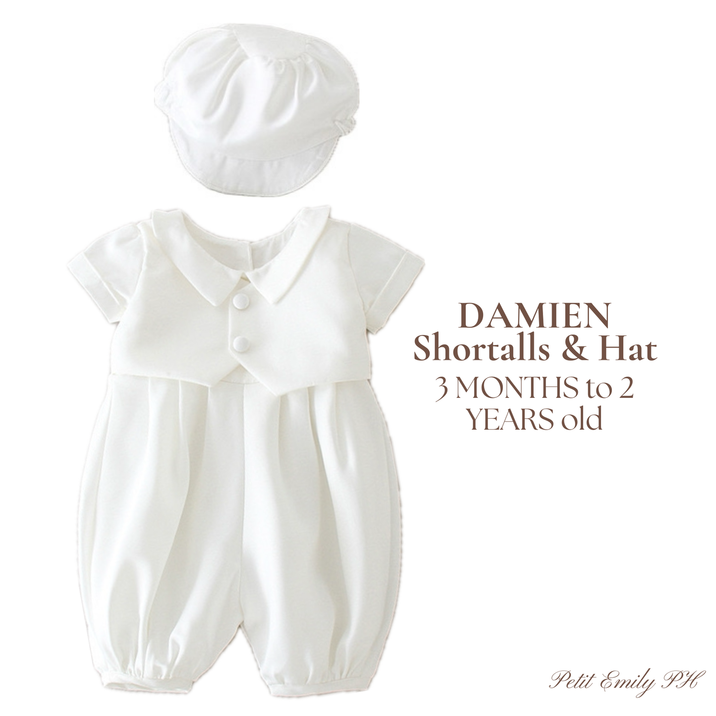 Christening for Baby Boy Preorder Damien Hat & Shortalls