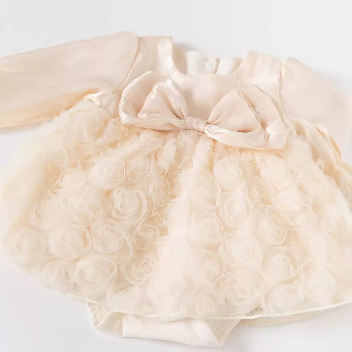 Preorder Infant Girls Chantelle Party Romper in Apricot Long Sleeves