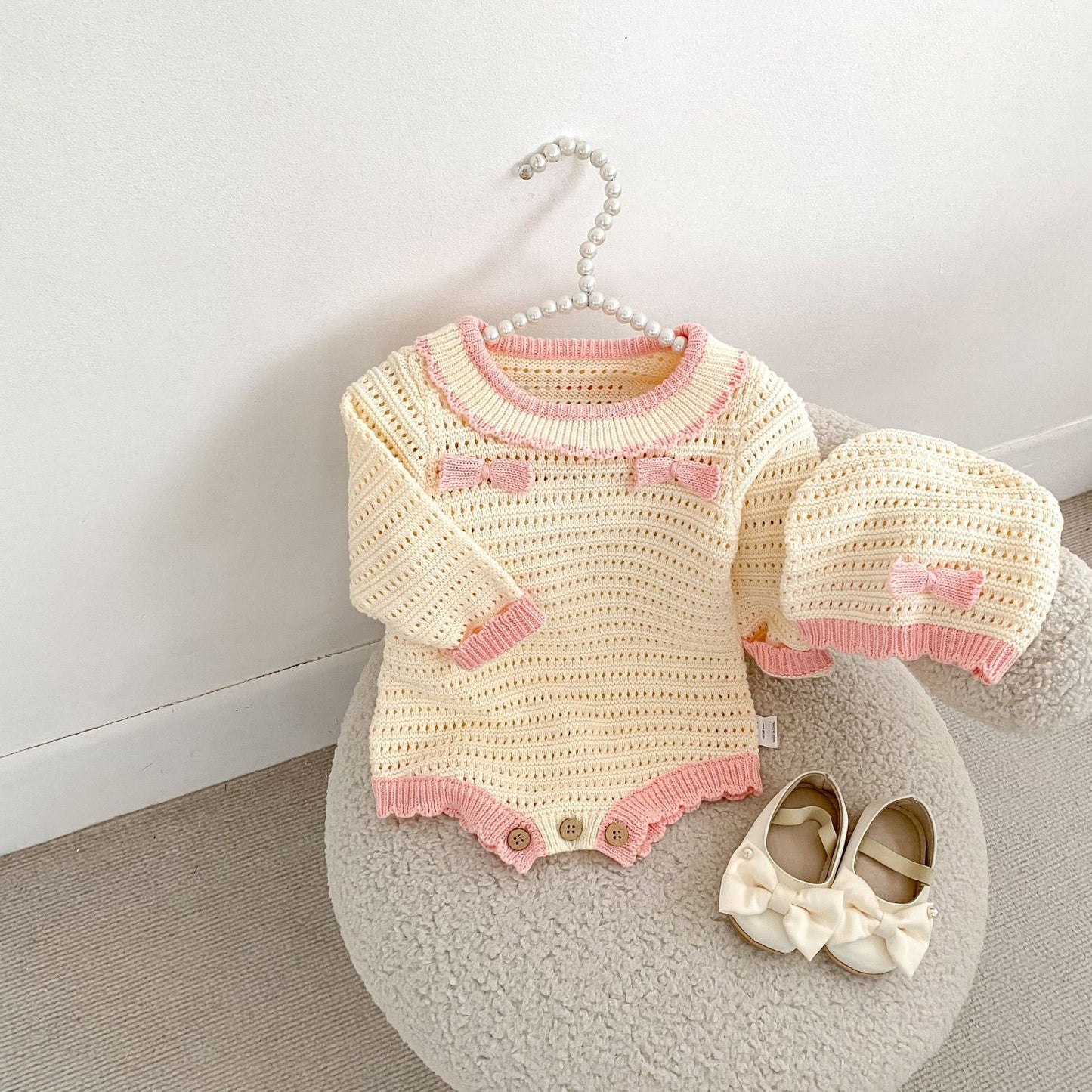 Preorder Infant Girls Becca Knitted Romper & Bonnet
