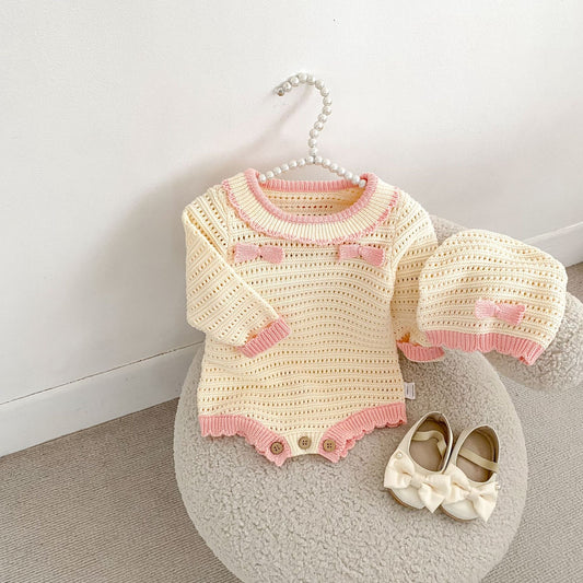 Preorder Infant Girls Becca Knitted Romper & Bonnet