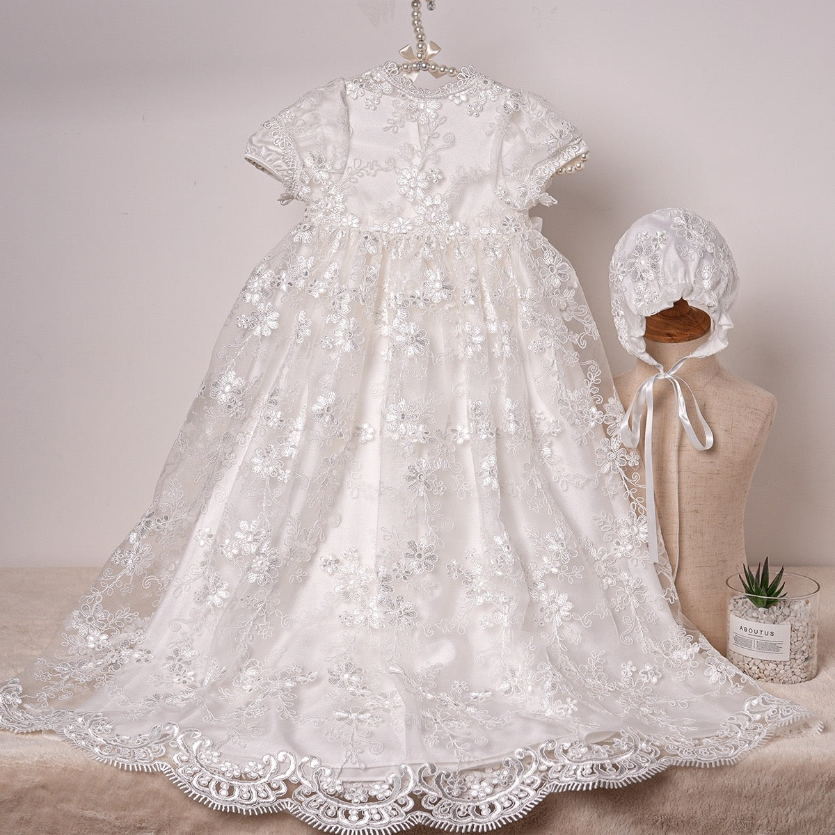 PREORDER for CHRISTENING Rebecca Long Dress & Hat