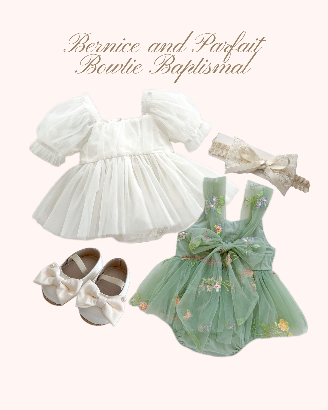 Preorder Bernice and Parfait Bowtie Baptismal & Reception Outfit