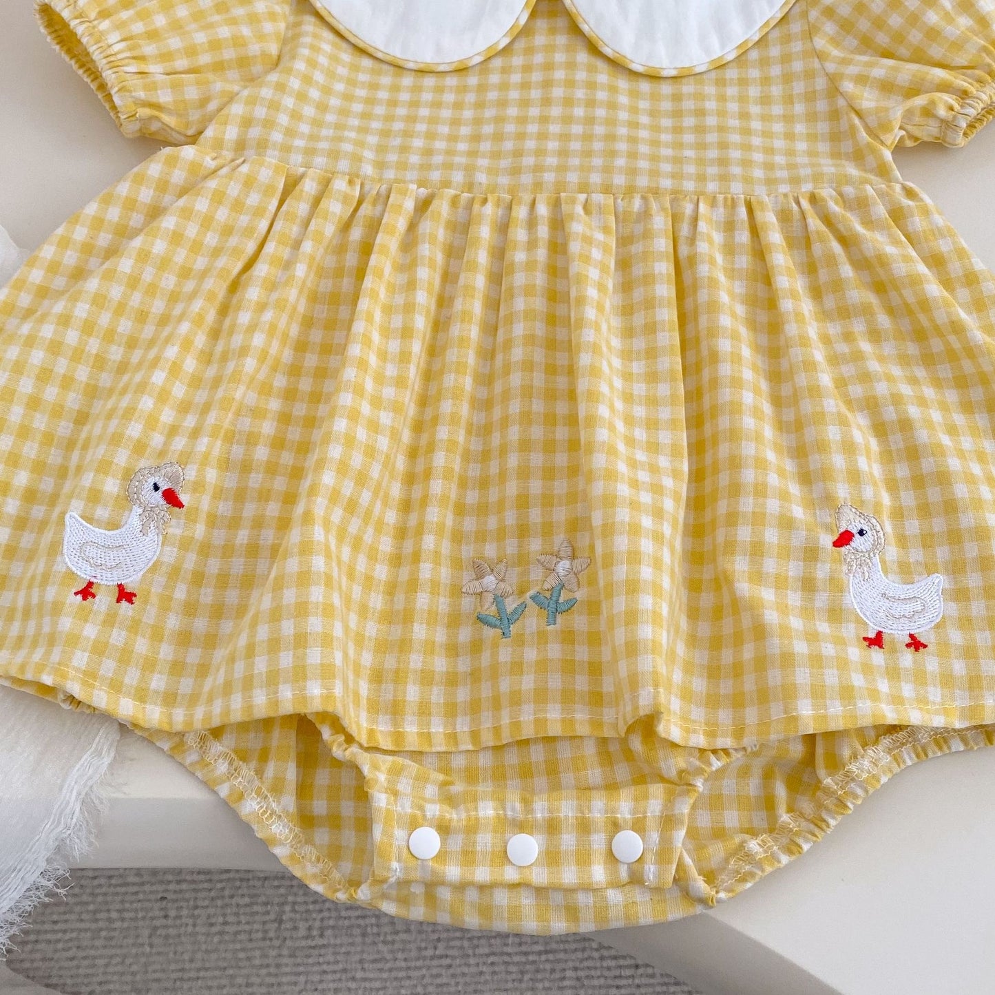 Preorder Infant Girls Daisy Ducky Checkered Romper