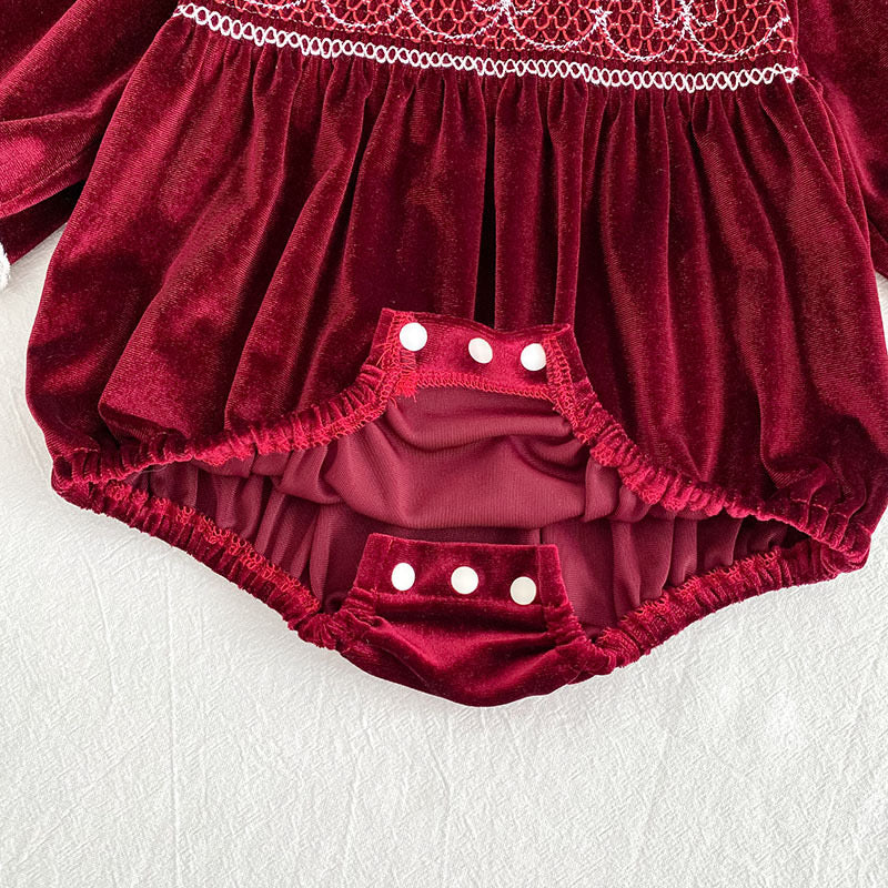 CHRISTMAS OOTD FOR PREORDER Carol Matching Velveteen Romper & Dress