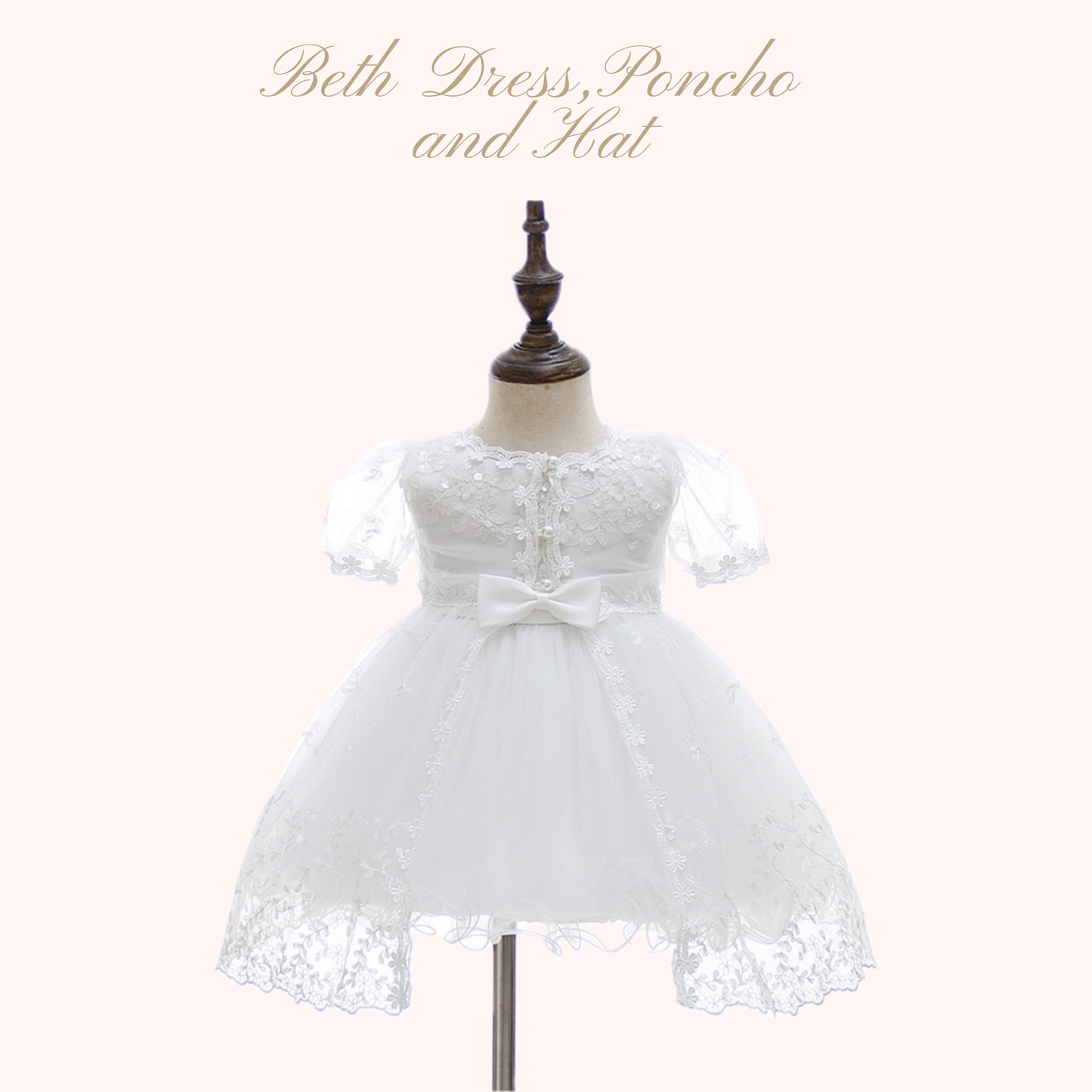 Christening for Preorder Beth Dress, Poncho & Hat