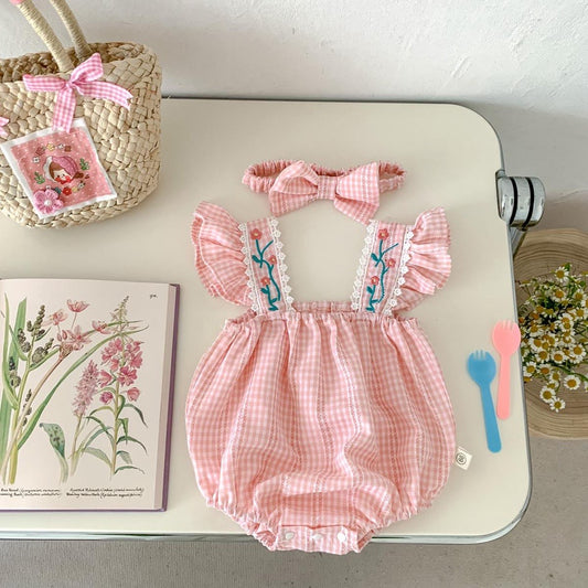 On Hand Janine Romper & Headband in 0-6 months