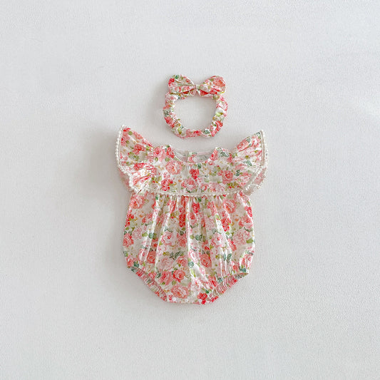On Hand Lulu Romper & Headband in 0-6 months