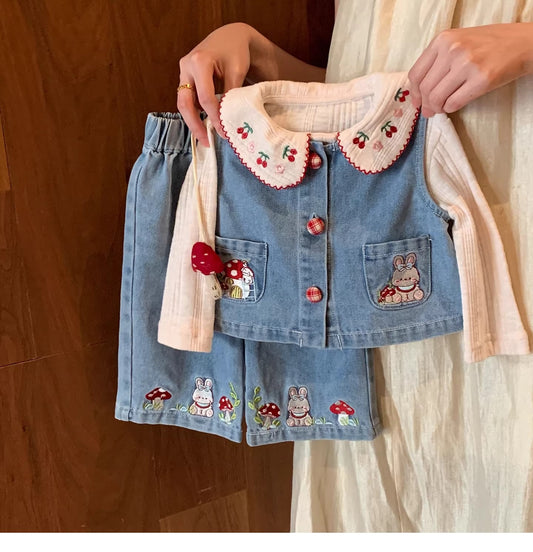 Pre Order Infant to Toddler Girls Vivianna Denim Blouse & Pants