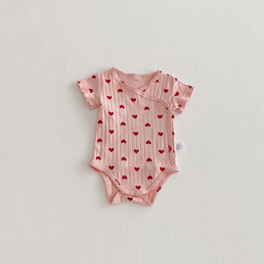 Mother’s Day Sale Micha Pointelle Wrap Onesie Pink Hearts