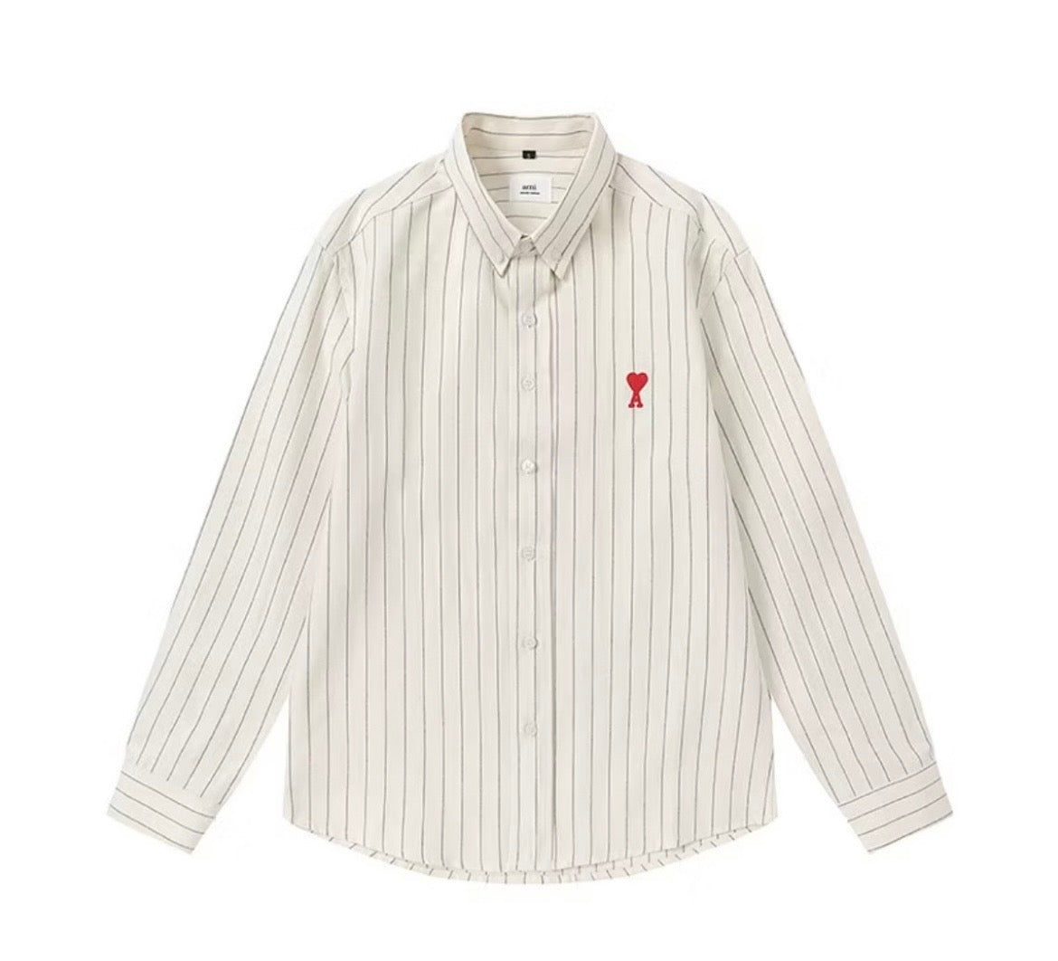 On Hand Clearance Sale Ami Button Down Vertical Stripes in Medium