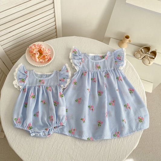 Preorder Twinning Delphine Pinstripes Romper or Dress