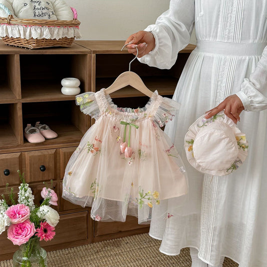 Preorder Infant Girls Parfait Flutter Dress and Hat