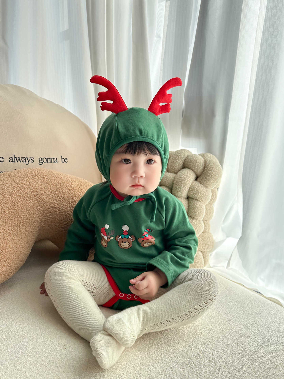 Preorder for Christmas Holiday Claus Reindeer Romper & Hat