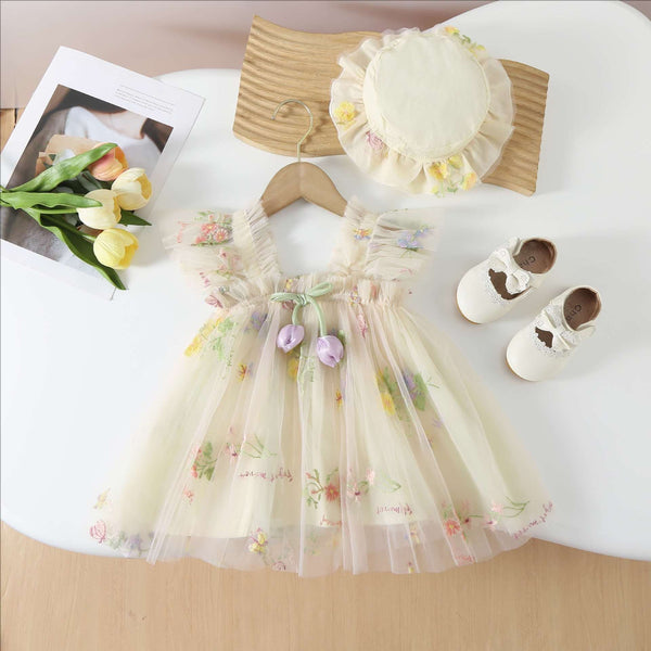 Preorder Infant Girls Parfait Flutter Tulip Dress & Hat