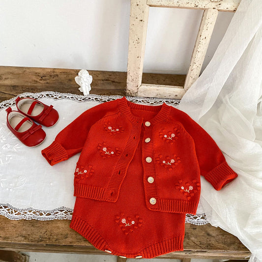 CHRISTMAS OOTD FOR PREORDER Mallie Knit Cardigan & Romper