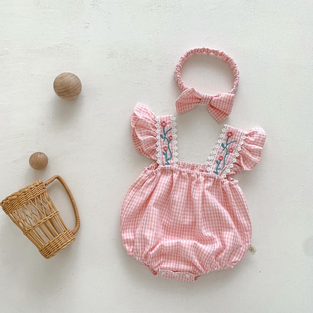 On Hand Janine Romper & Headband in 0-6 months