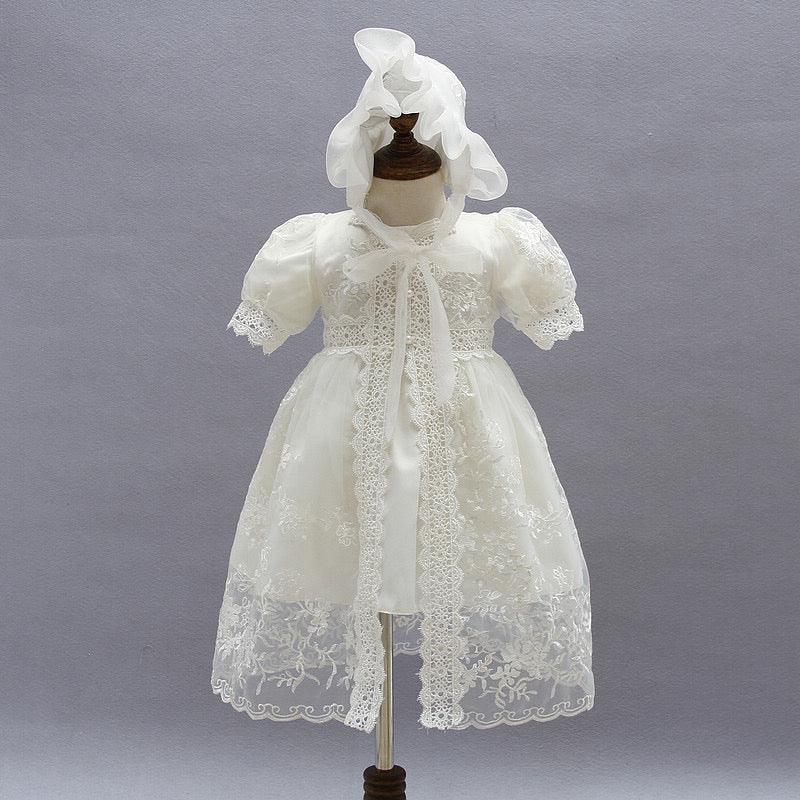 CHRISTENING FOR PREORDER Divina Dress, Detachable Lace Gown & Hat