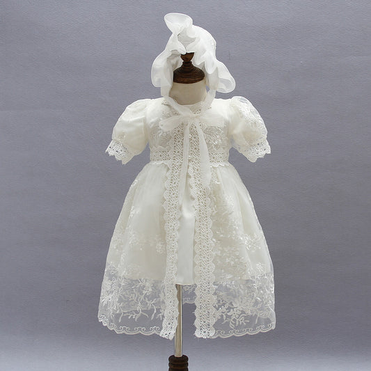 CHRISTENING FOR PREORDER Divina Dress, Detachable Lace Gown & Hat