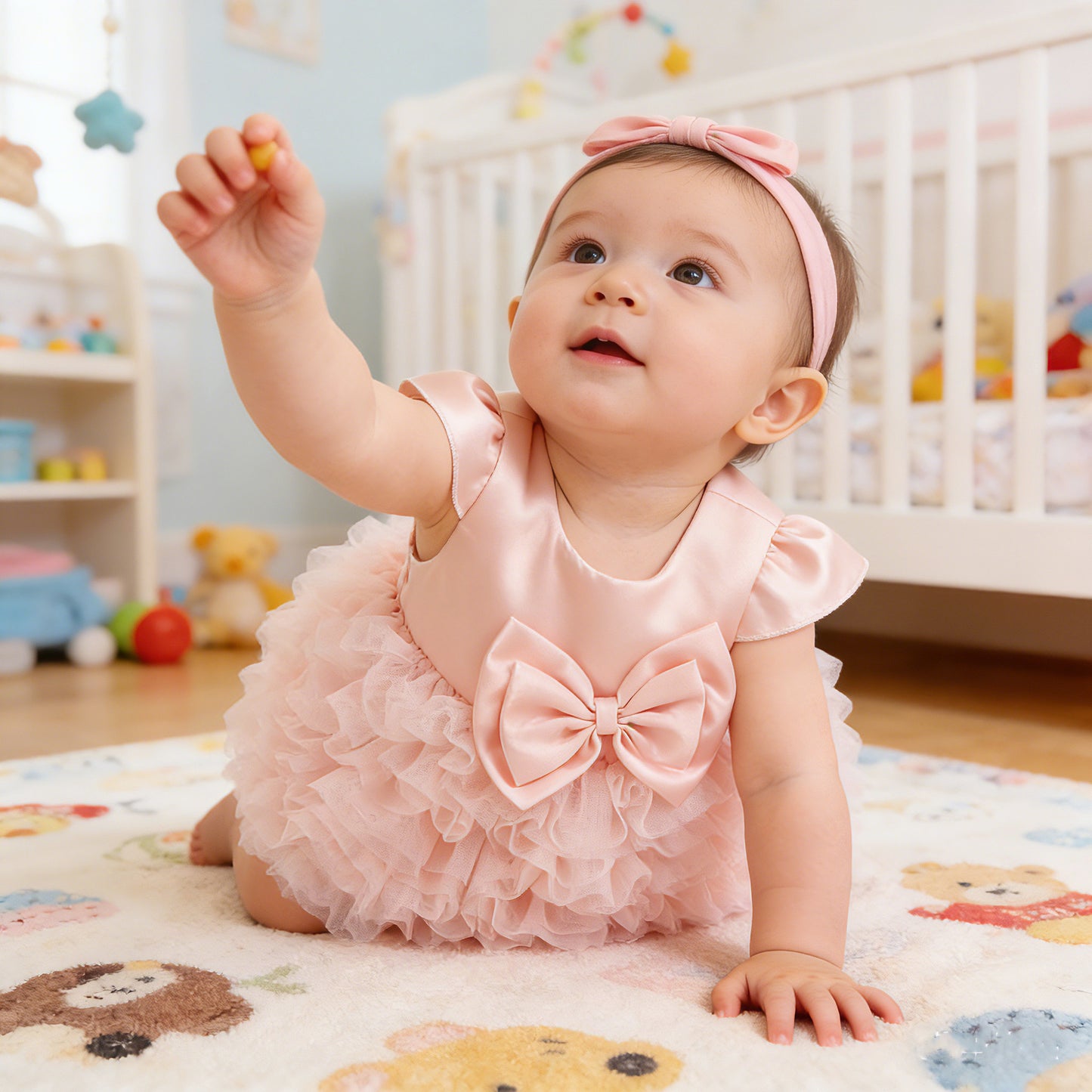 Preorder Infant Girls Edith Celebration Dress in Peach