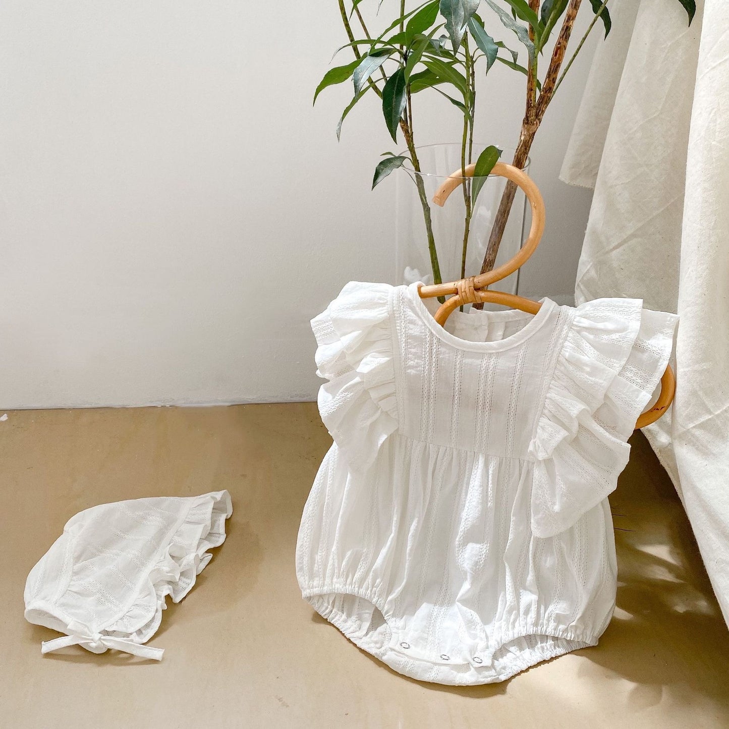 CHRISTENING Judith Romper & Hat