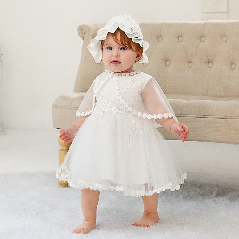Christening for Preorder Beth Dress, Poncho & Hat