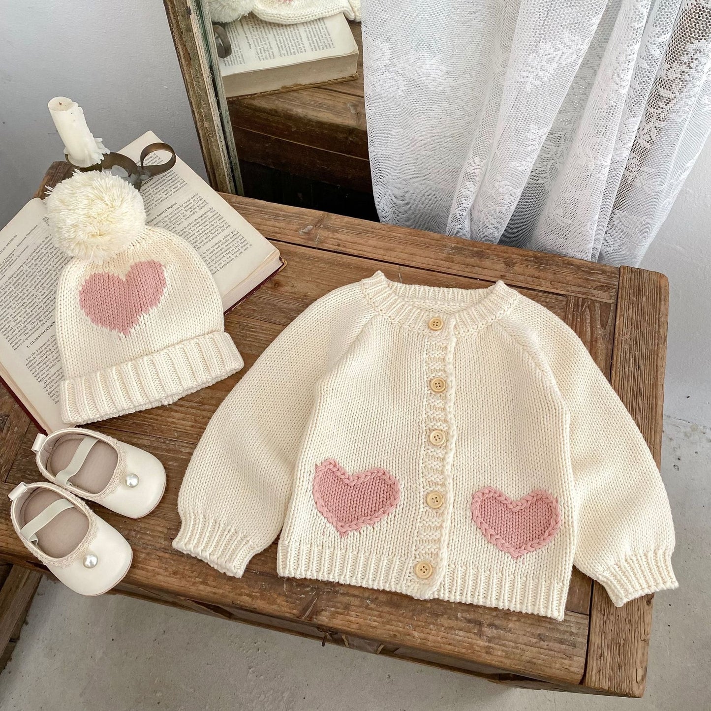 Corrine Knitted Cardigan & Bonnet