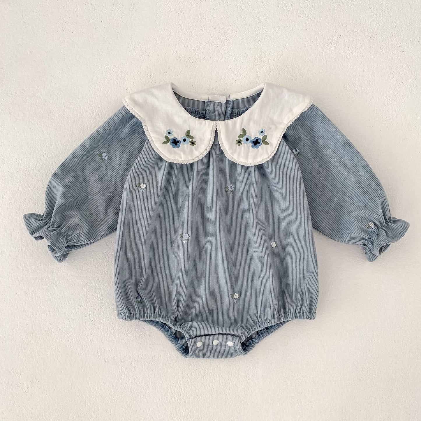 PREORDER TWINNING Corey Corduroy Romper and Dress Blue Grey