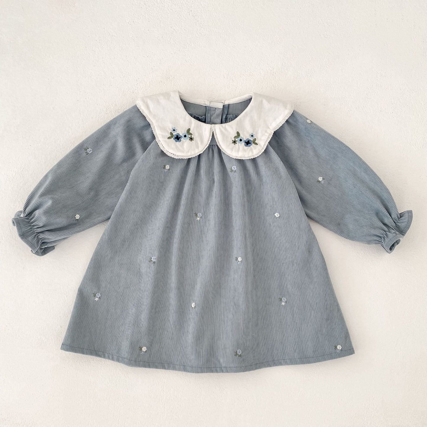 PREORDER TWINNING Corey Corduroy Romper and Dress Blue Grey
