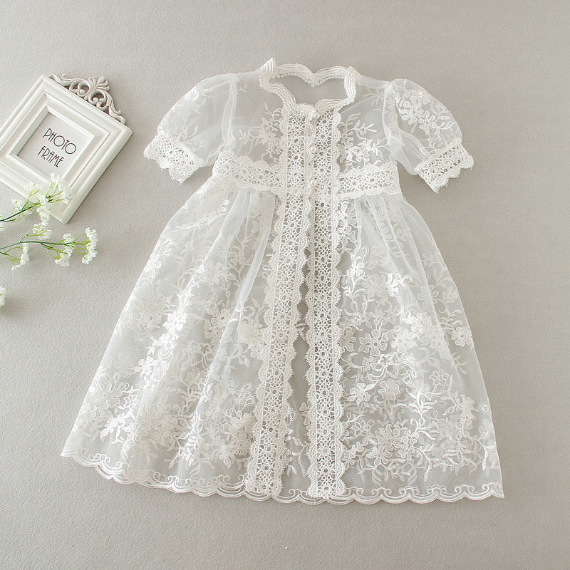 CHRISTENING FOR PREORDER Divina Dress, Detachable Lace Gown & Hat