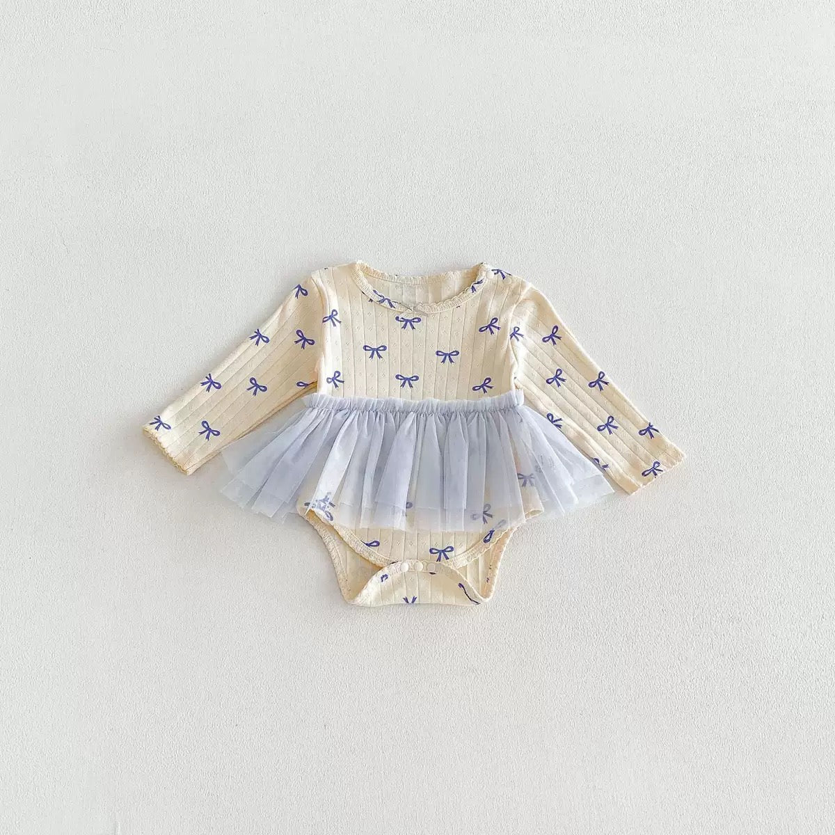 Preorder Infant Girls Micha Pointelle Tutu Onesie in Long Sleeves