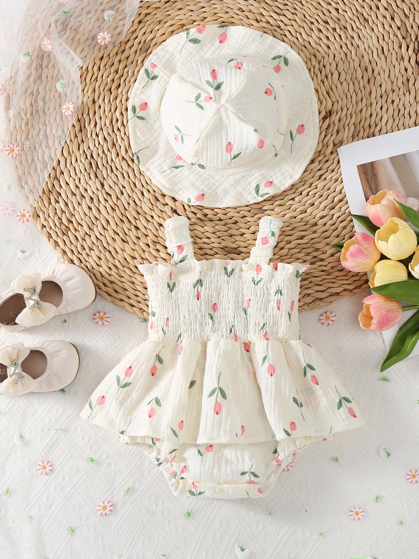 August Sale Muriel Romper & Hat in Tulip