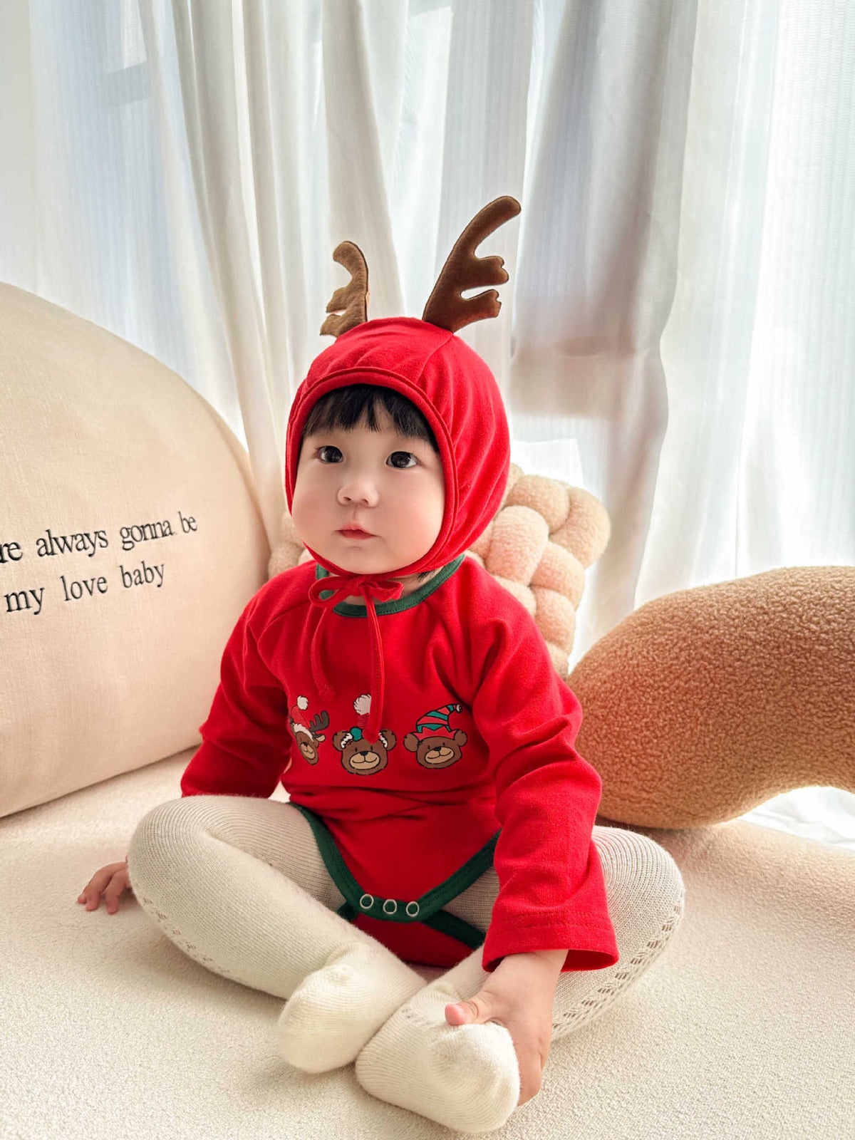 Preorder for Christmas Holiday Claus Reindeer Romper & Hat